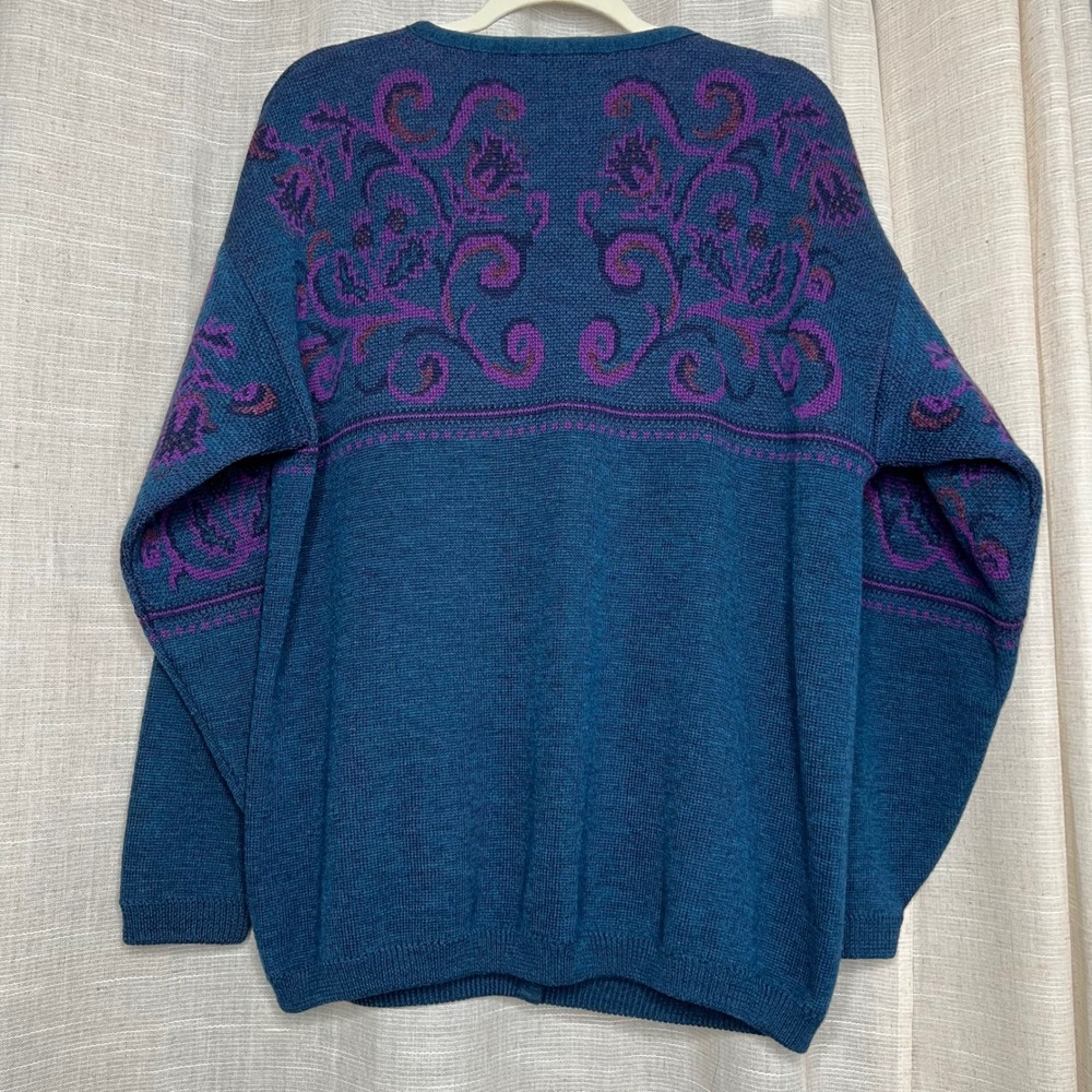 Vintage‎ Pendleton Wool Cardigan Sweater Paisley Scroll Metal Buttons Large Tall - Picture 2 of 10
